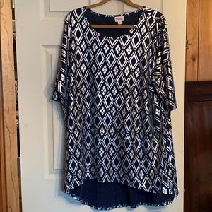 NWOT Lularoe elegant Irma 2XL silver & blue